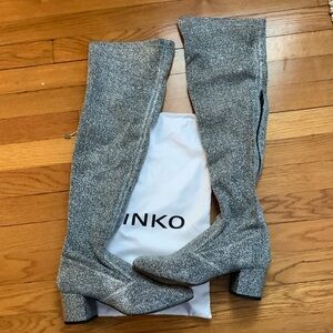 PINKO over the knee boots silver glitter  38